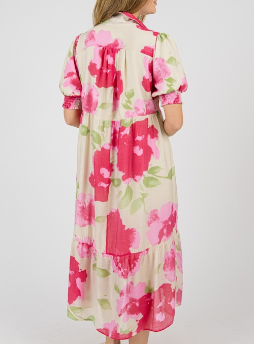 Abstract Floral Print Midi Dress