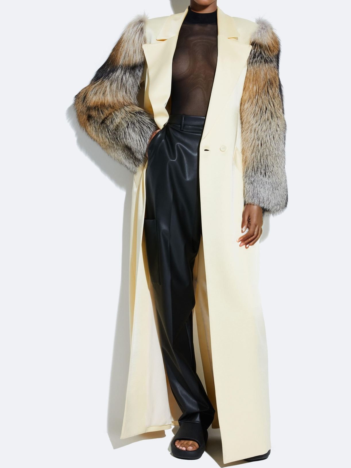 Eco-friendly Fur Stitching Coat