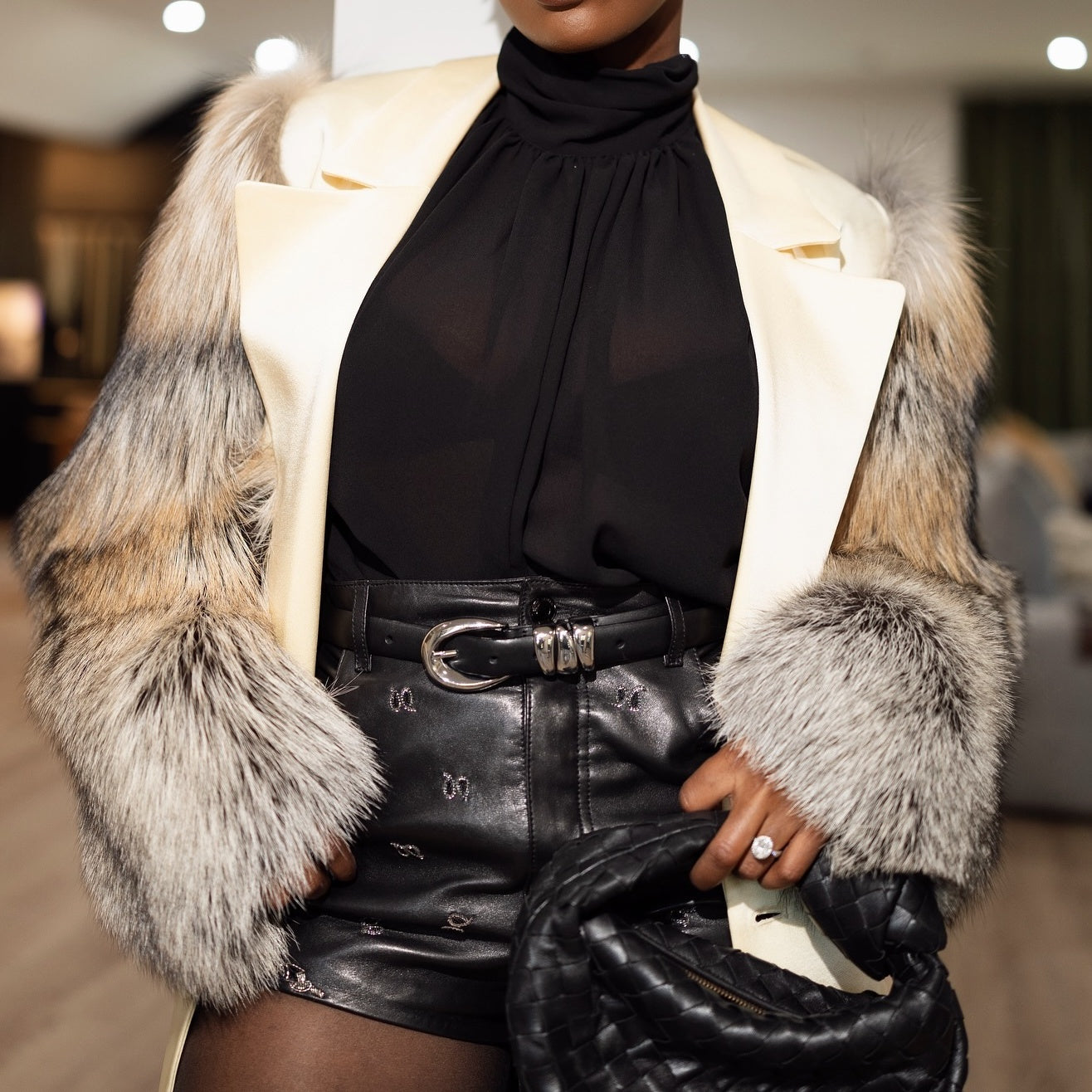 Eco-friendly Fur Stitching Coat