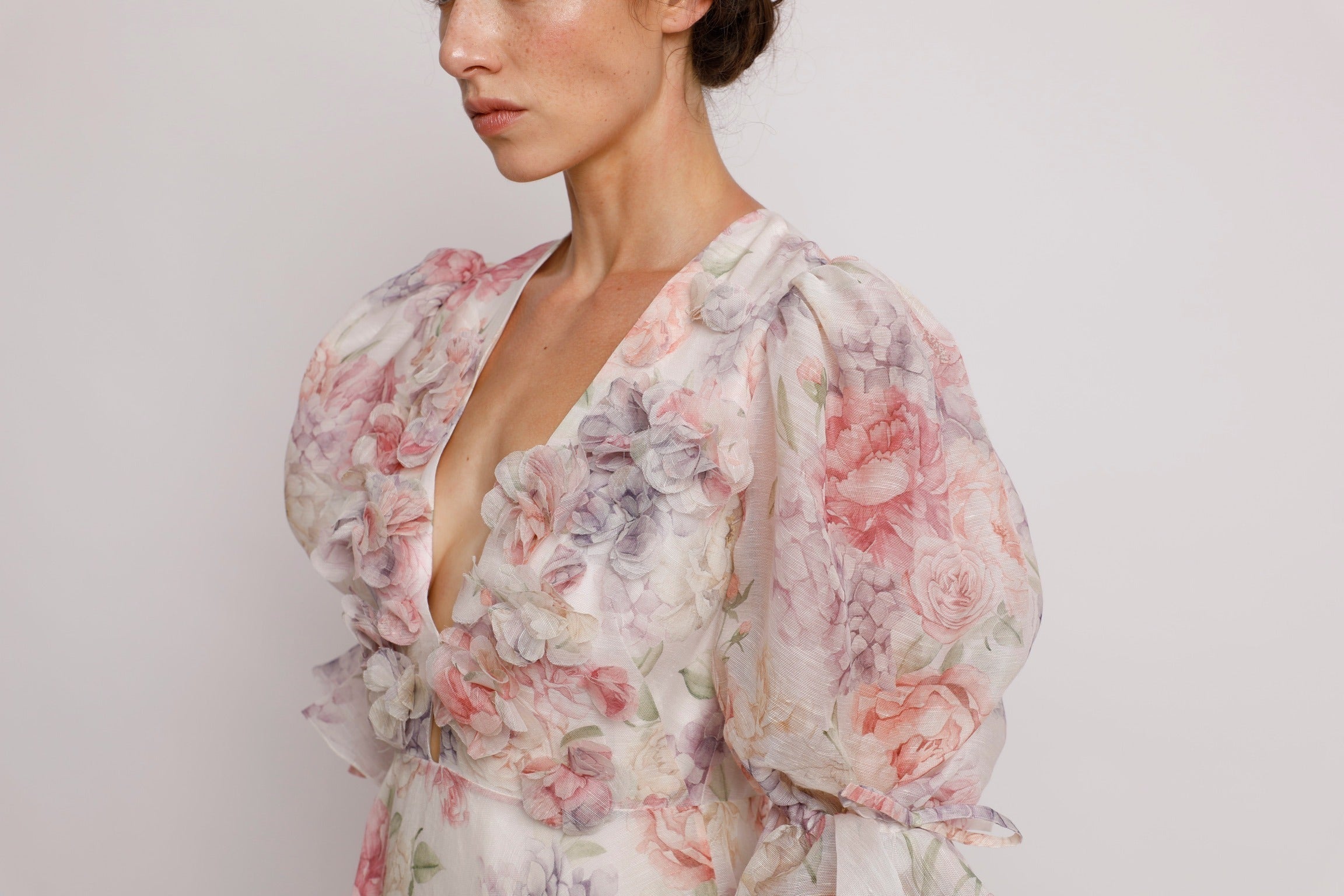 Pink Ribbon Print Midi Dress