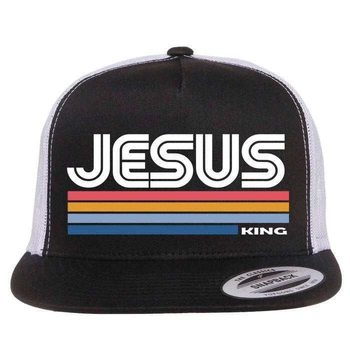 Retro Jesus King Flat Bill Trucker Hat