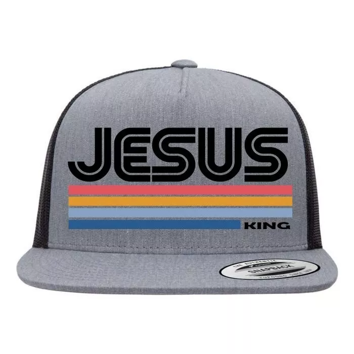 Retro Jesus King Flat Bill Trucker Hat