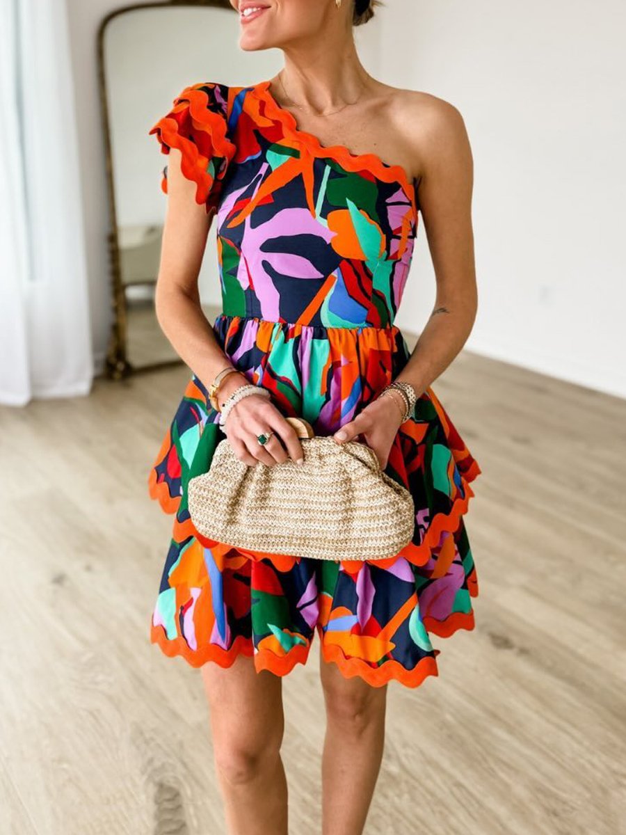 Layered Ruffles Mini Dress