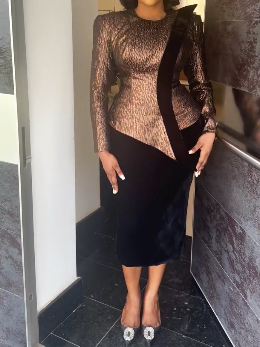 Peplum Long Sleeve Church Dress Suit