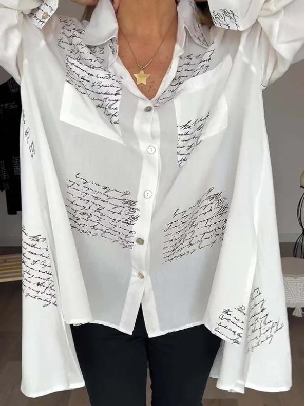 Letter Print Fashion Lapel Shirt