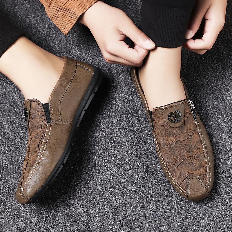 Men's Wrinkled Soft Sole Casual Leather Shoes