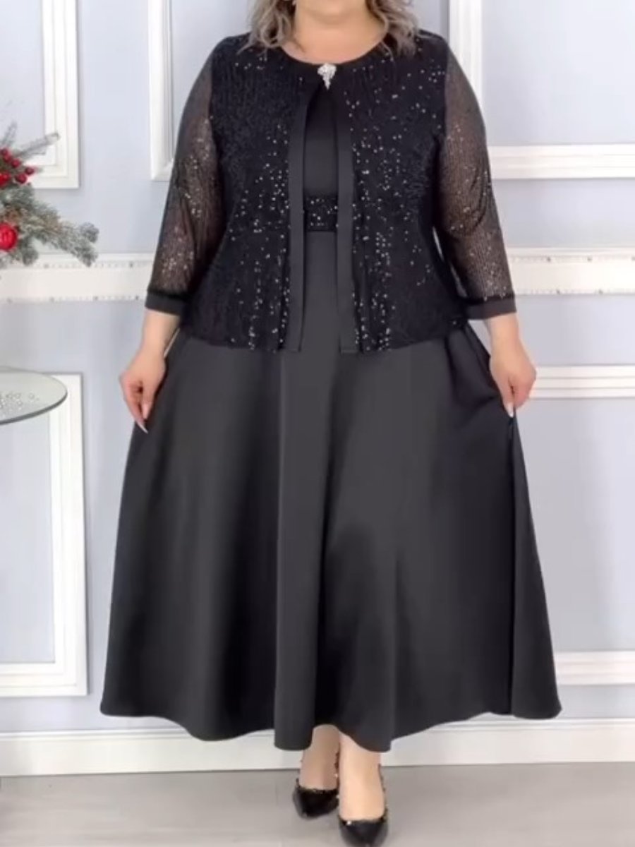 Silk Sequin Dress With Shawl