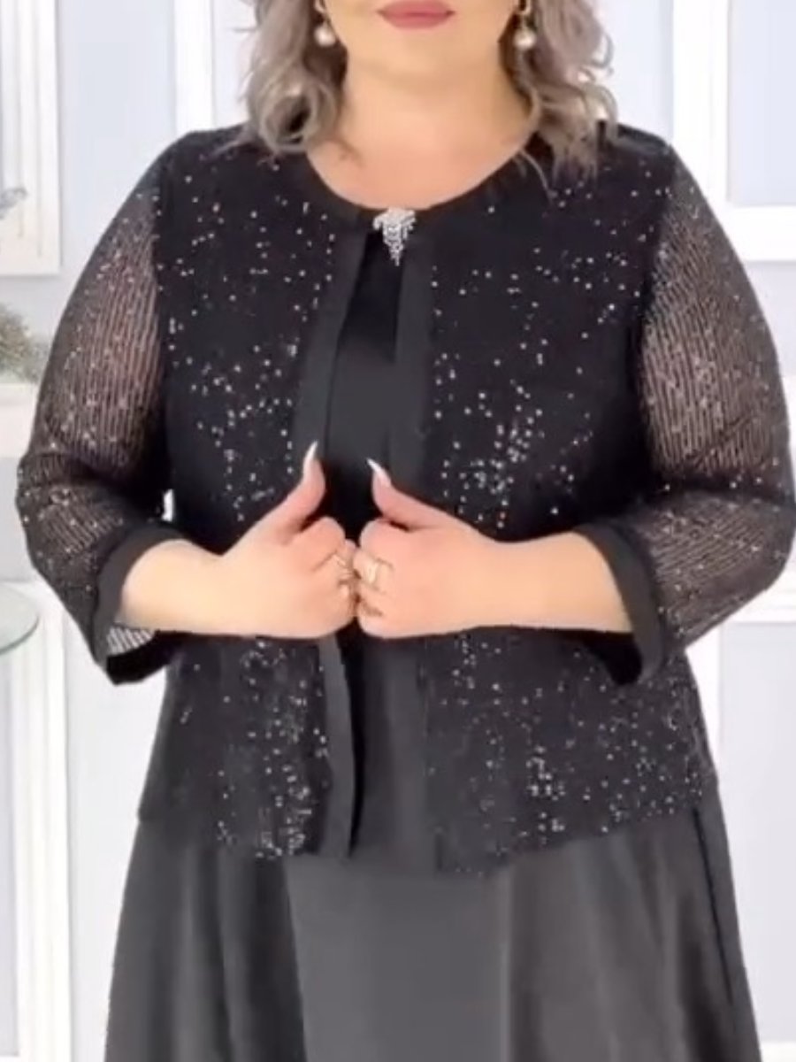 Silk Sequin Dress With Shawl