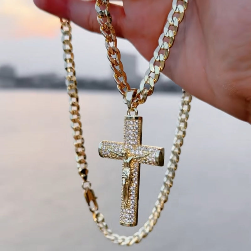 Golden Figaro Chain Cross