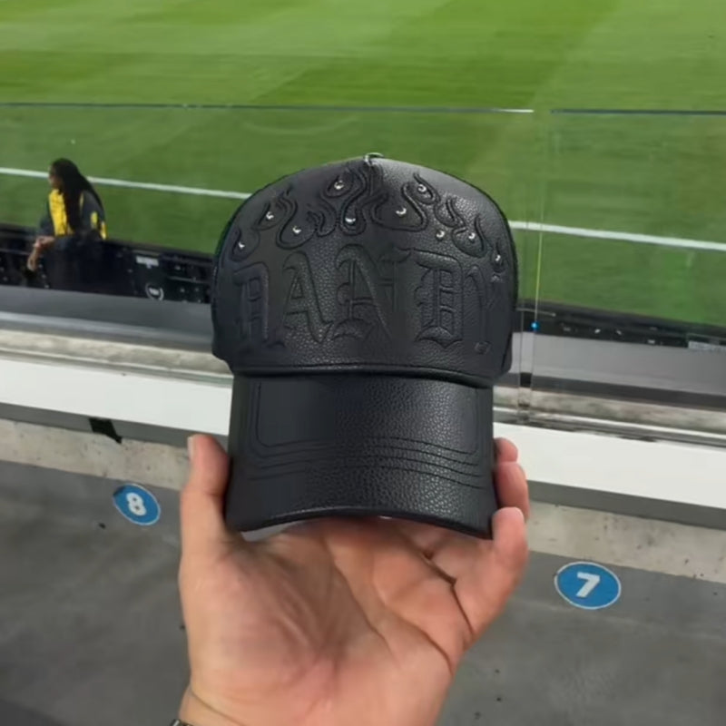 Flame Mesh Leather Hat