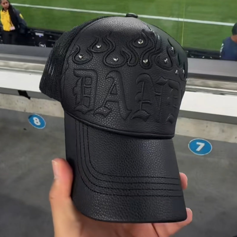Flame Mesh Leather Hat