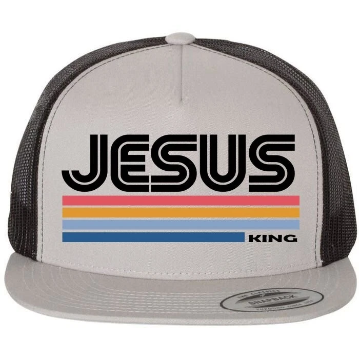 Retro Jesus King Flat Bill Trucker Hat