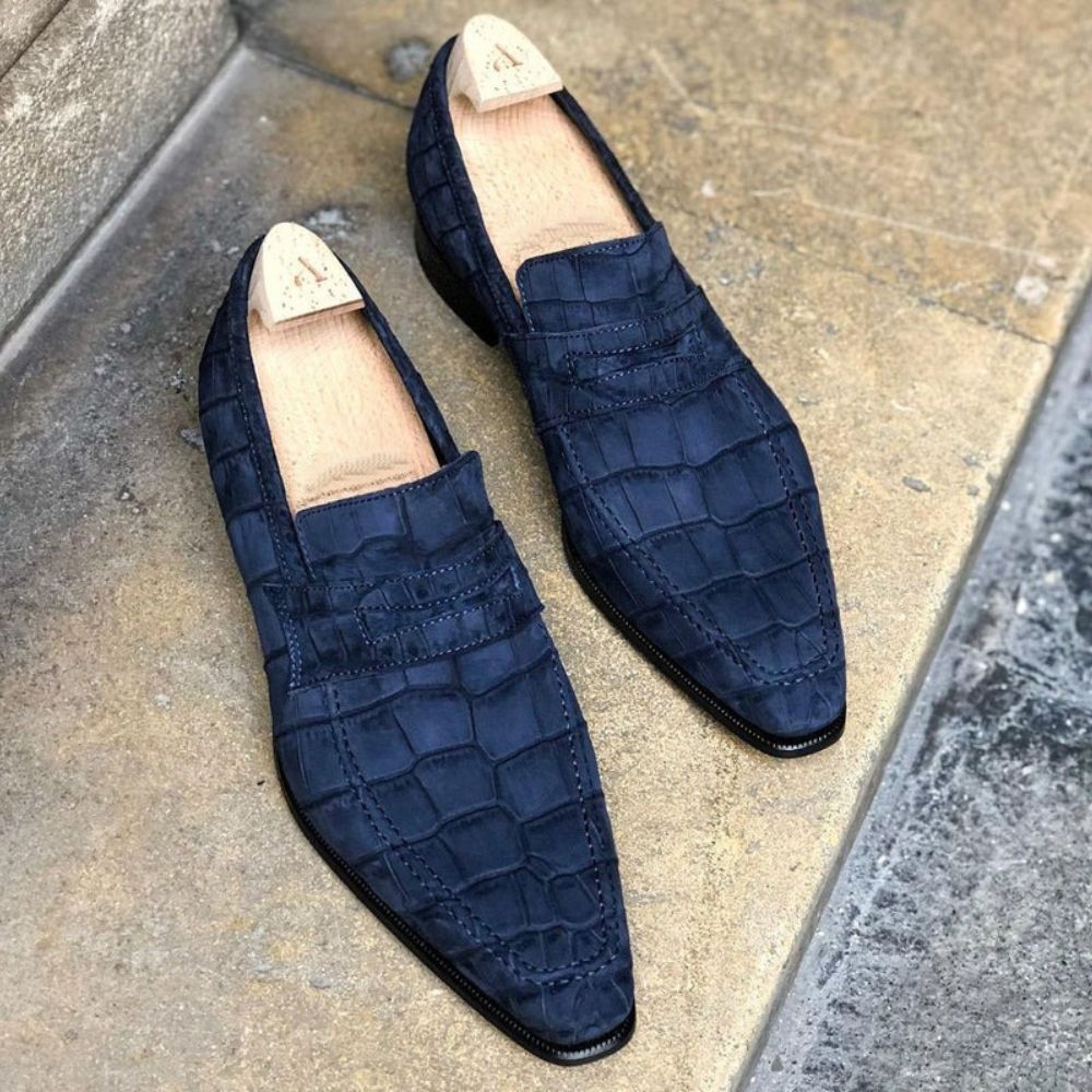 Lincoln Loafer - Night Blue Alligator Nabuck - MTO