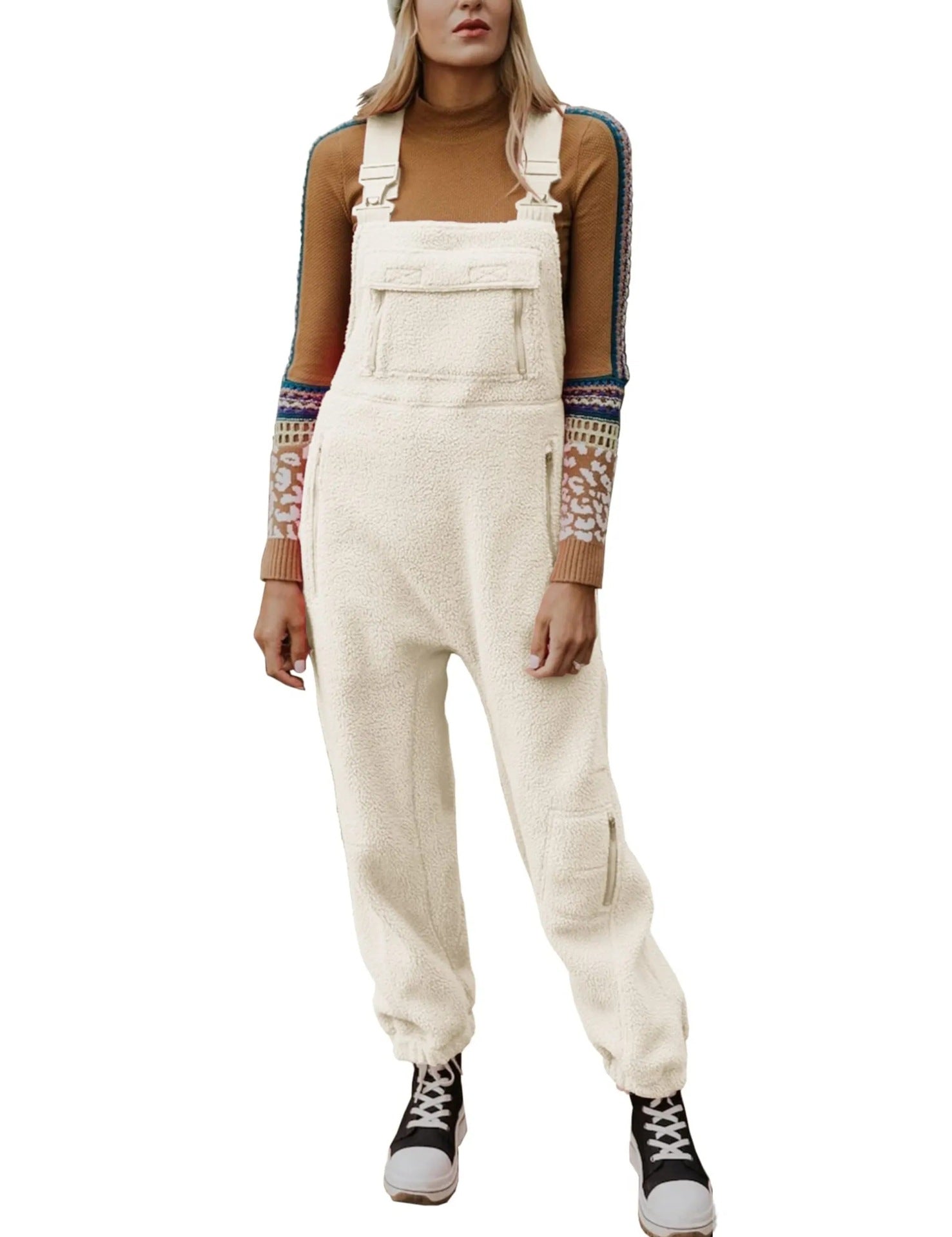 Lamb Fleece Loose Overalls