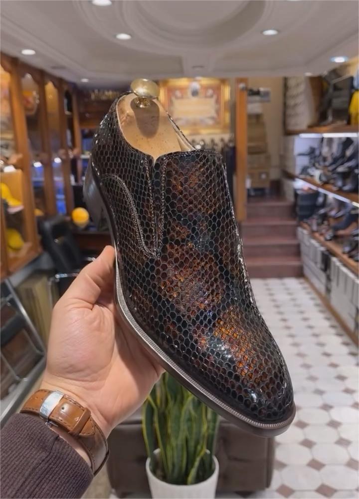 Laceless Anti-wrinkle Snakeskin Shoes