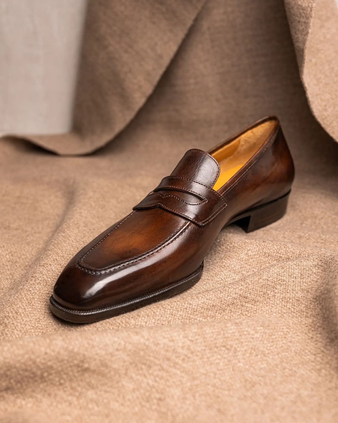 Tan Leather Evander Penny Loafers - Formal Shoes