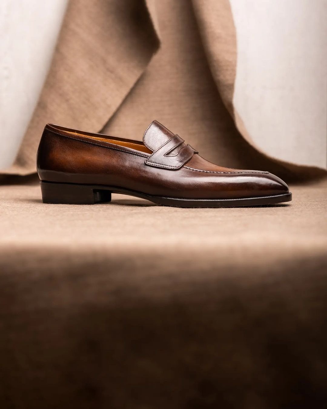 Tan Leather Evander Penny Loafers - Formal Shoes