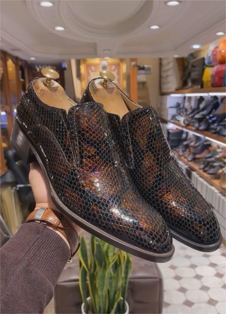 Laceless Anti-wrinkle Snakeskin Shoes