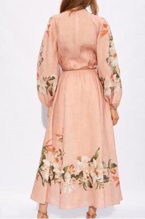 Pink Romantic Floral Midi Dress