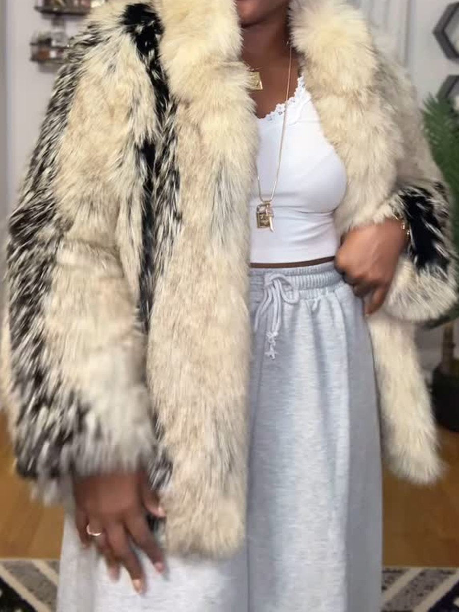 Shawl Collar Faux Fur Coat