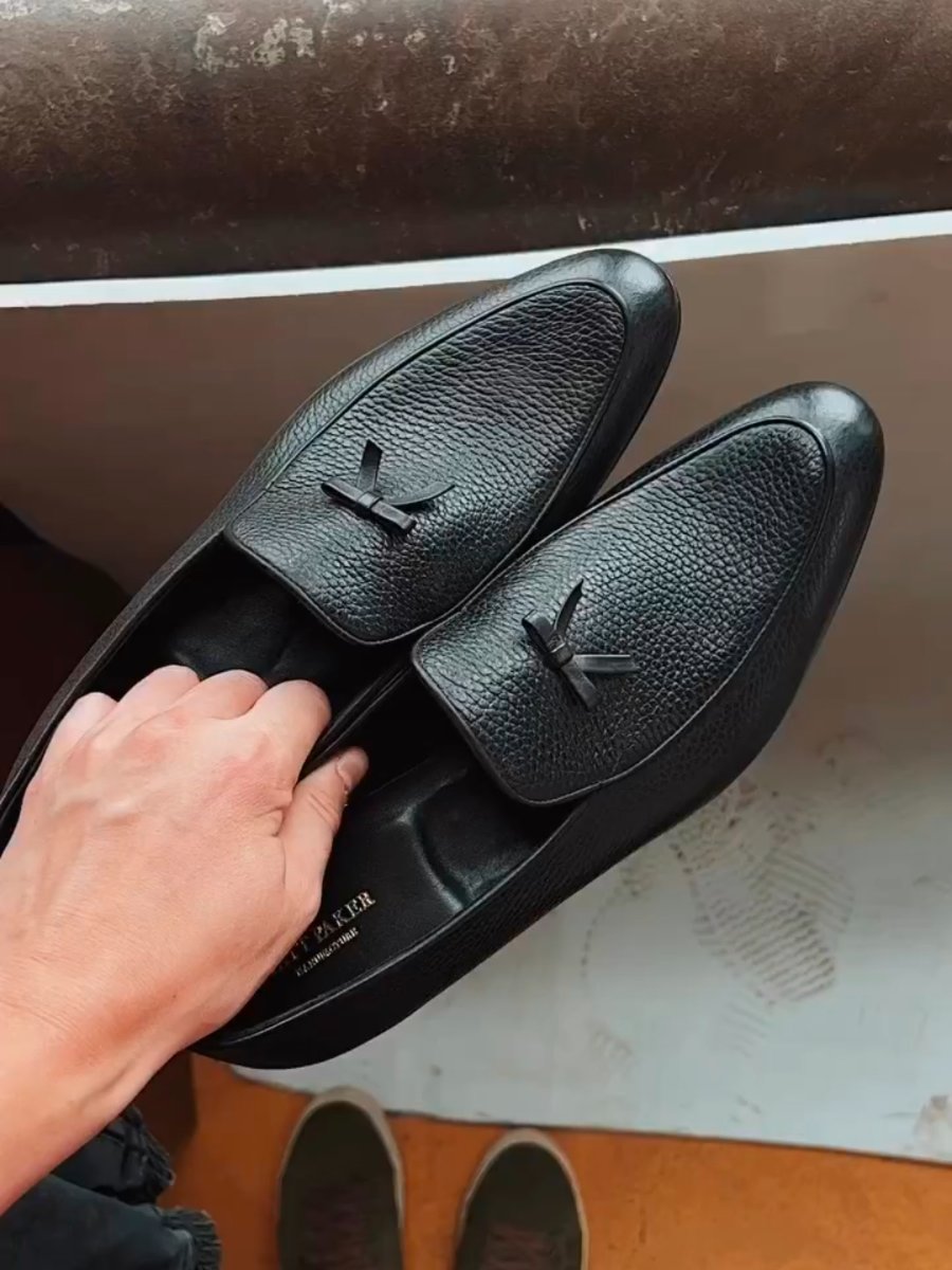 Handmade Genuine Leather Loafers - Black