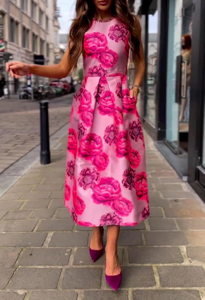 Modern Classic Rose Print Dress