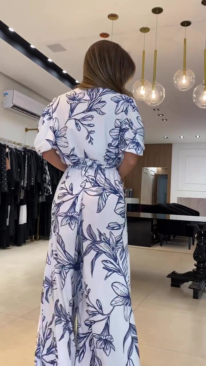 Pure Elegance Blue Floral Jumpsuit