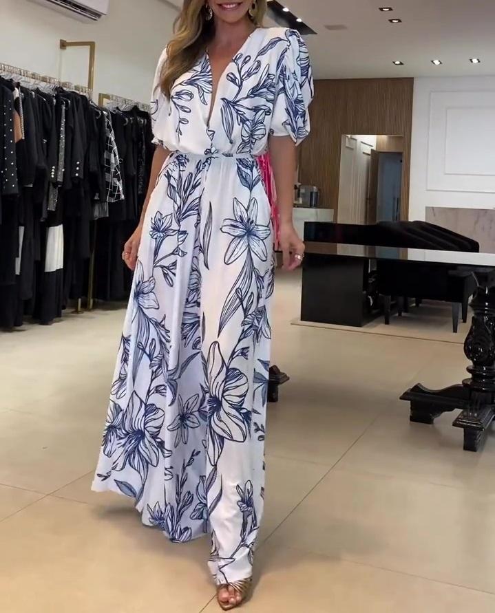 Pure Elegance Blue Floral Jumpsuit